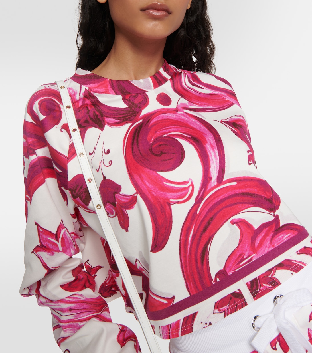 Felpa cropped Maiolica in jersey di cotone | Dolce&Gabbana