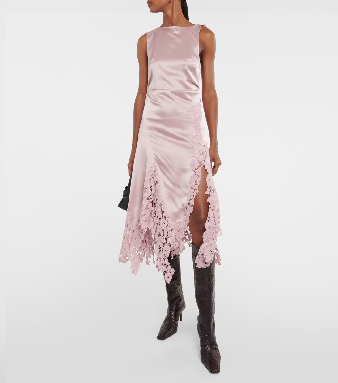 Abito midi in raso con pizzo | Acne Studios