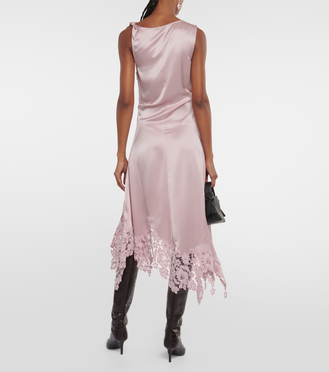 Abito midi in raso con pizzo | Acne Studios
