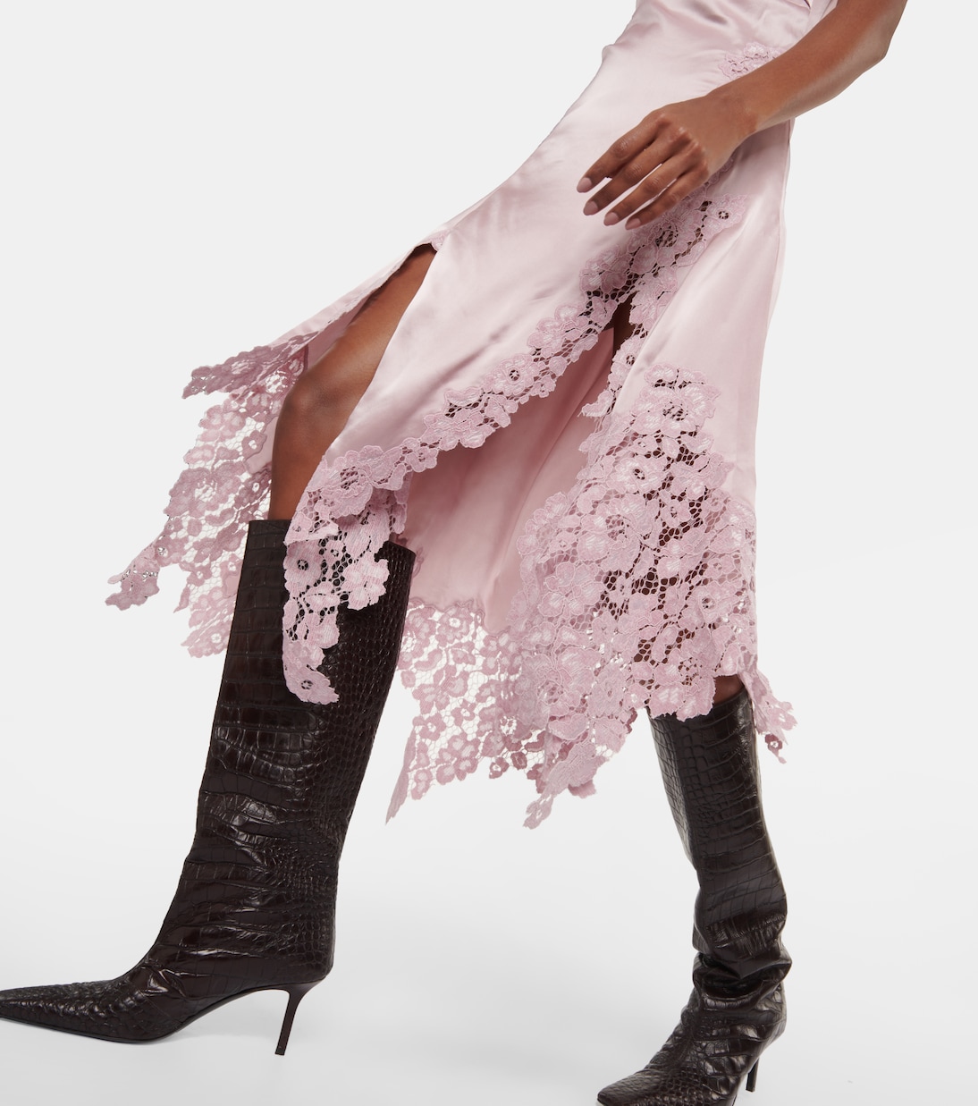 Abito midi in raso con pizzo | Acne Studios