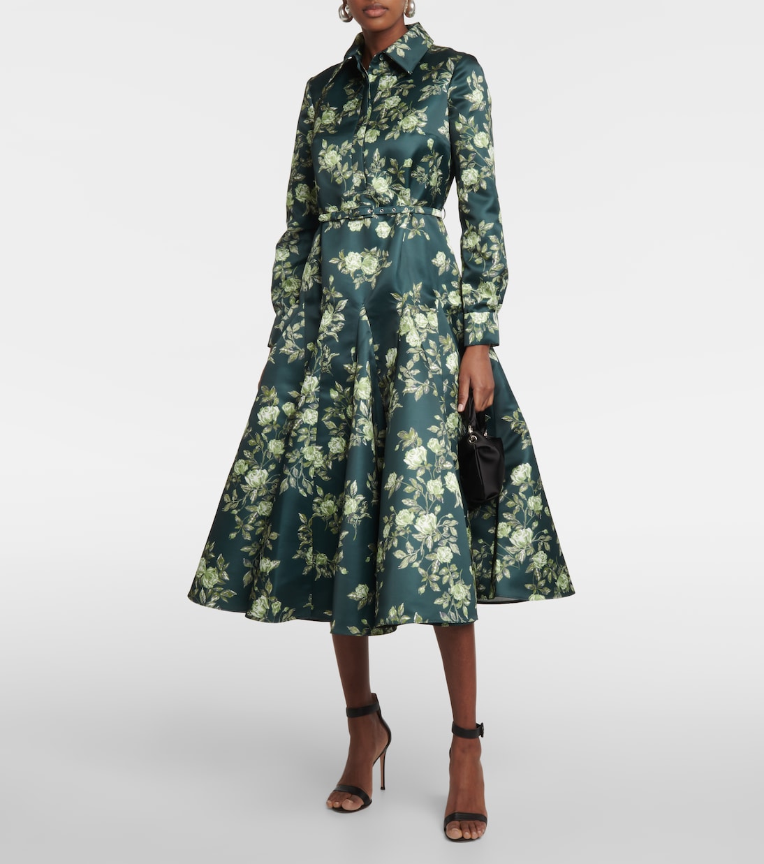 Vestido camisero Marion de satén floral | Emilia Wickstead