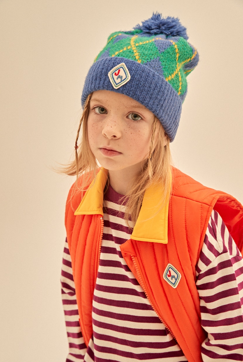 Pom-pom argyle beanie | Jellymallow