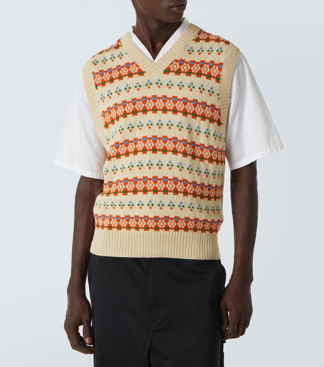 Fauna alpaca jacquard sweater vest | Bode