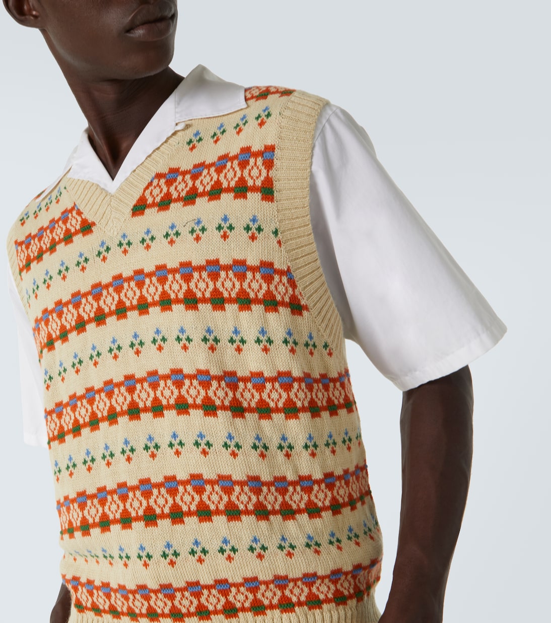 Fauna alpaca jacquard sweater vest | Bode