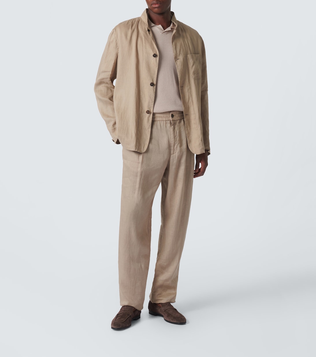 Linen canvas straight pants in beige - Giorgio Armani