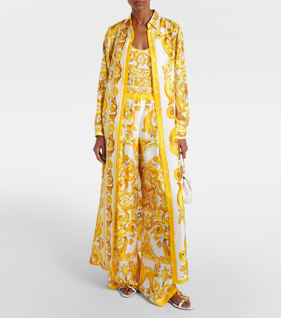 Pantalon ample Majolica en soie | Dolce&Gabbana