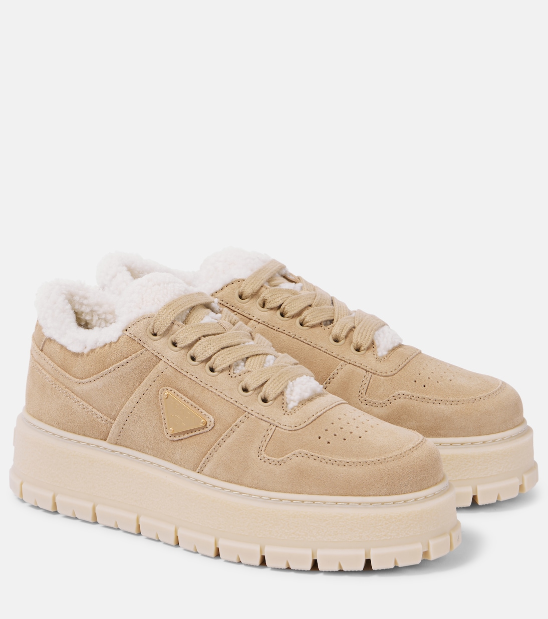 Shearling-lined suede sneakers | Prada