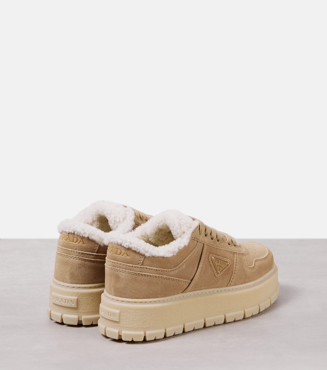 Shearling-lined suede sneakers | Prada