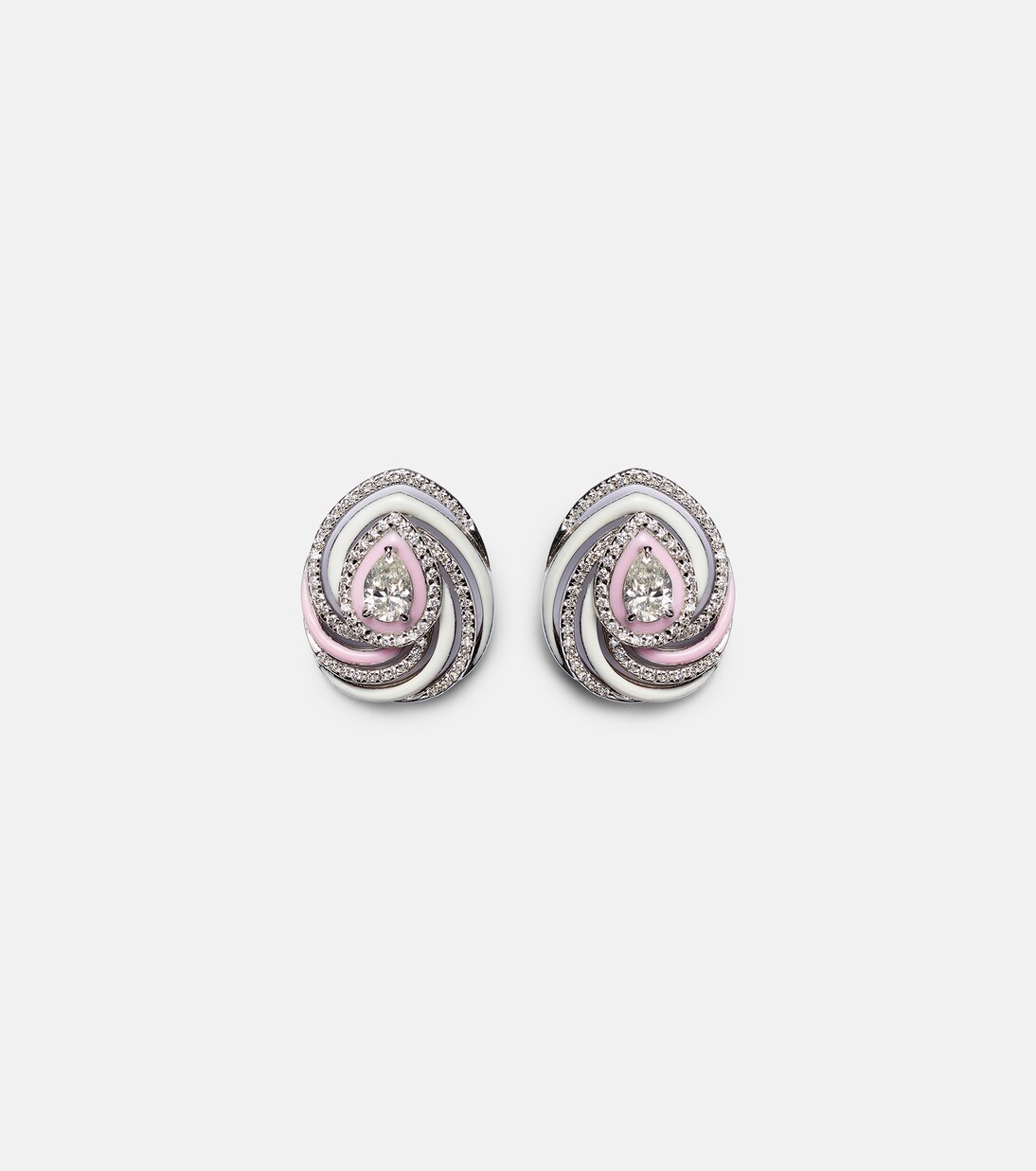Orecchini in oro bianco 18kt KAMYEN con smalti e diamanti per uno stile giovane e raffinato