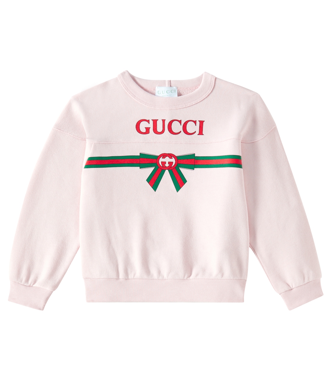Logo printed cotton sweatshirt in pink Gucci Kids Mytheresa
