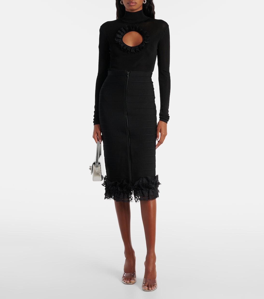 x Christopher Kane - Body con pizzo e cut-out | Self-Portrait