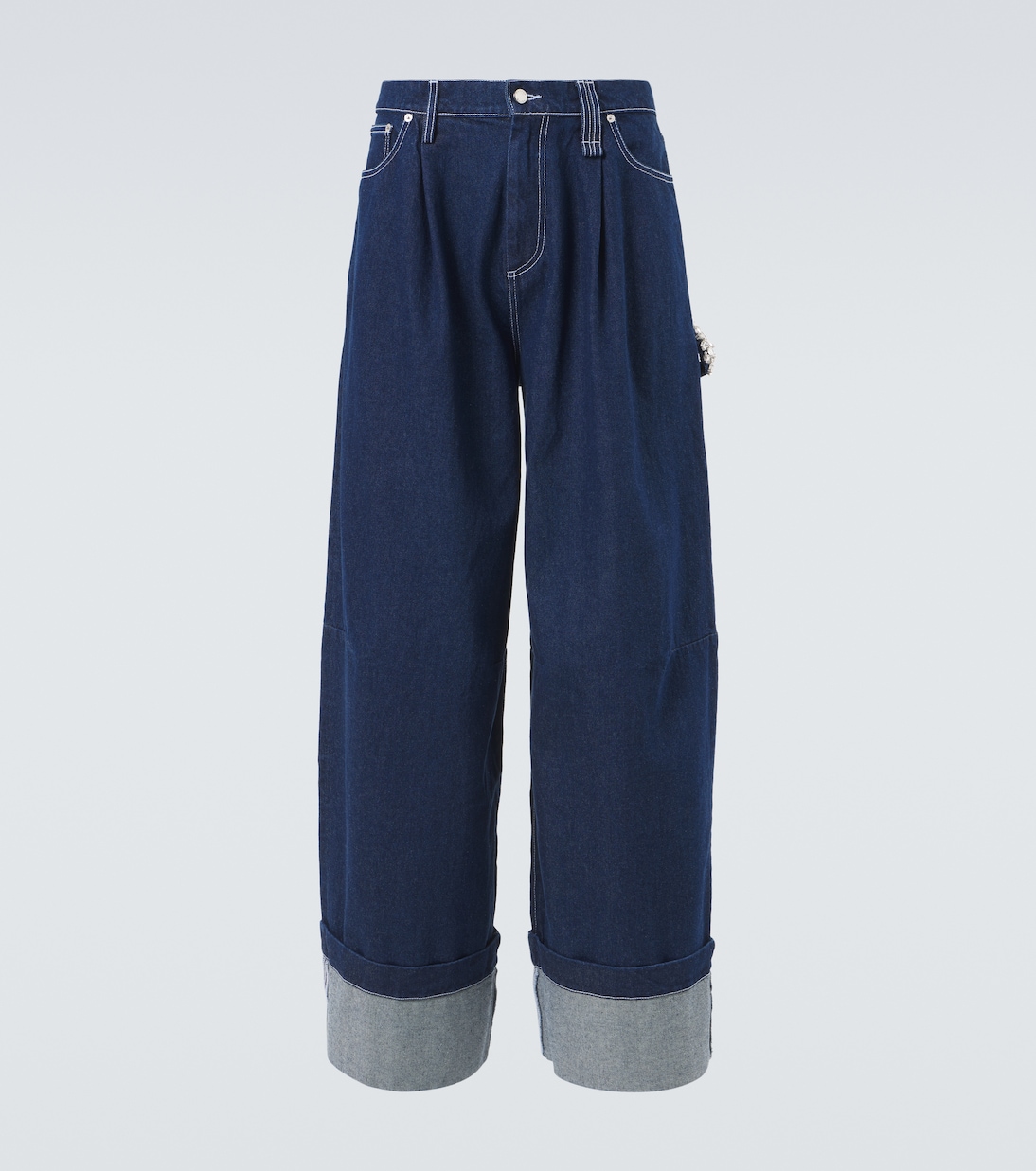 Jeans a gamba larga con cristalli | Simone Rocha