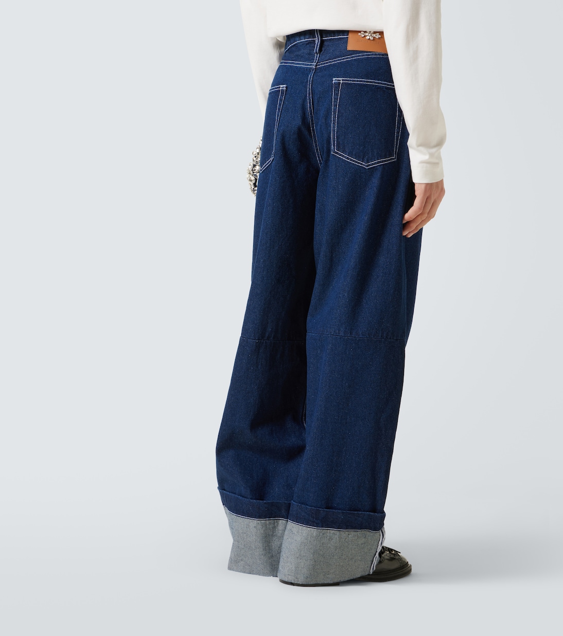 Jeans a gamba larga con cristalli | Simone Rocha