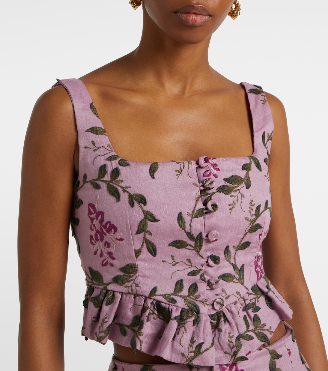 Besticktes Top Eslabon aus Leinen | Agua by Agua Bendita