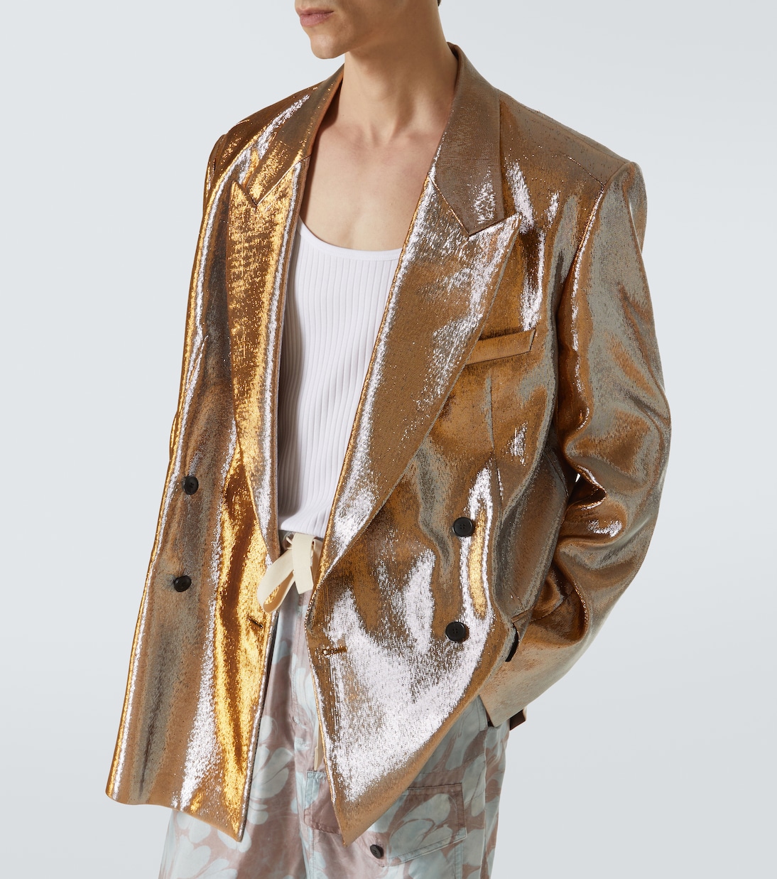 Double-breasted metallic blazer | Dries Van Noten
