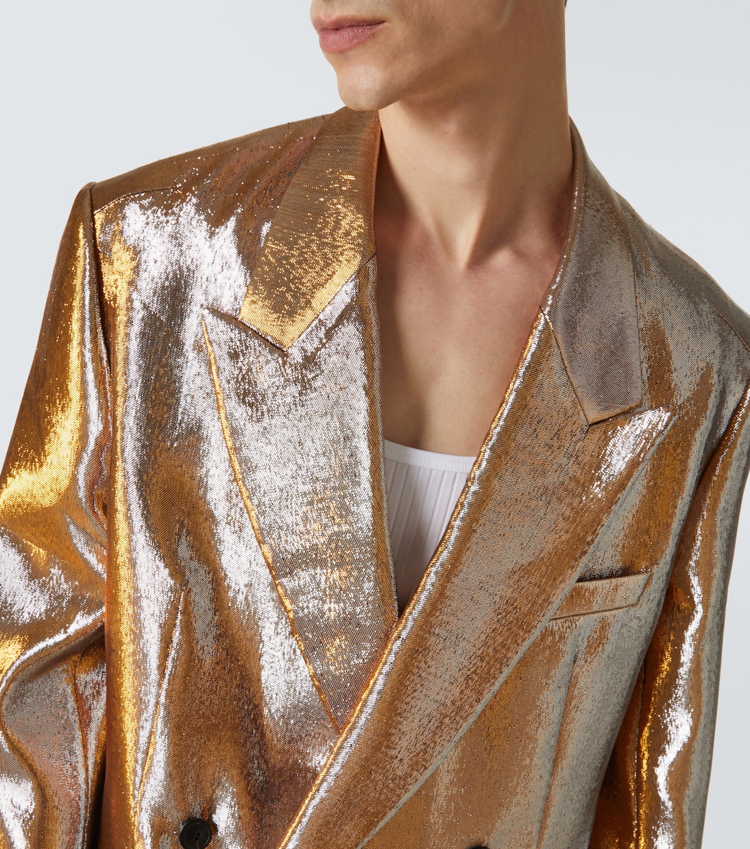 Double-breasted metallic blazer | Dries Van Noten