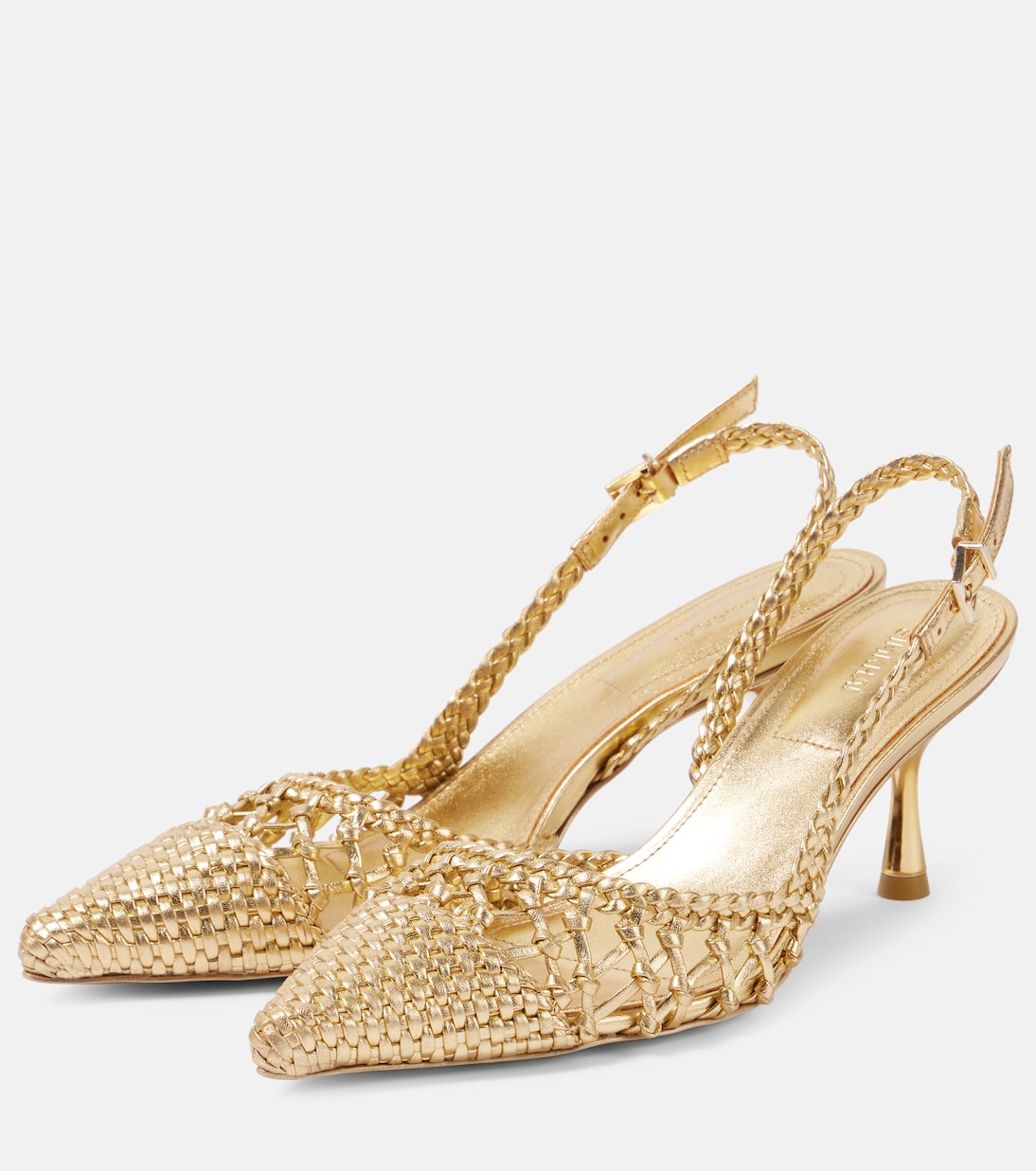 Scarpe con tacco a spillo in pelle metallizzata Dylan di SIMKHAI, slingback trendy per giovani