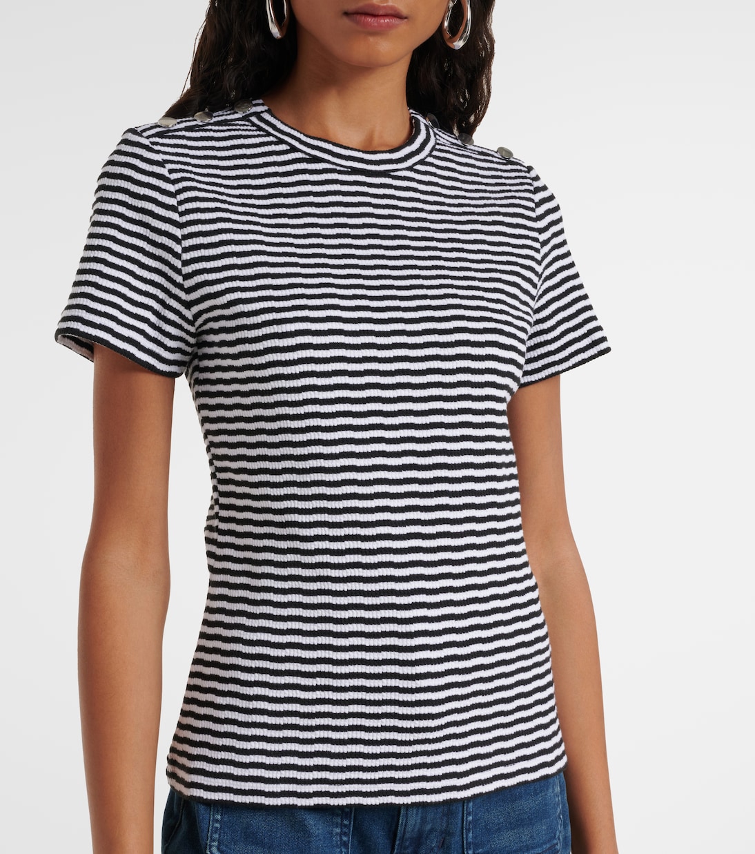 T-shirt Draya in misto cotone a righe | Veronica Beard
