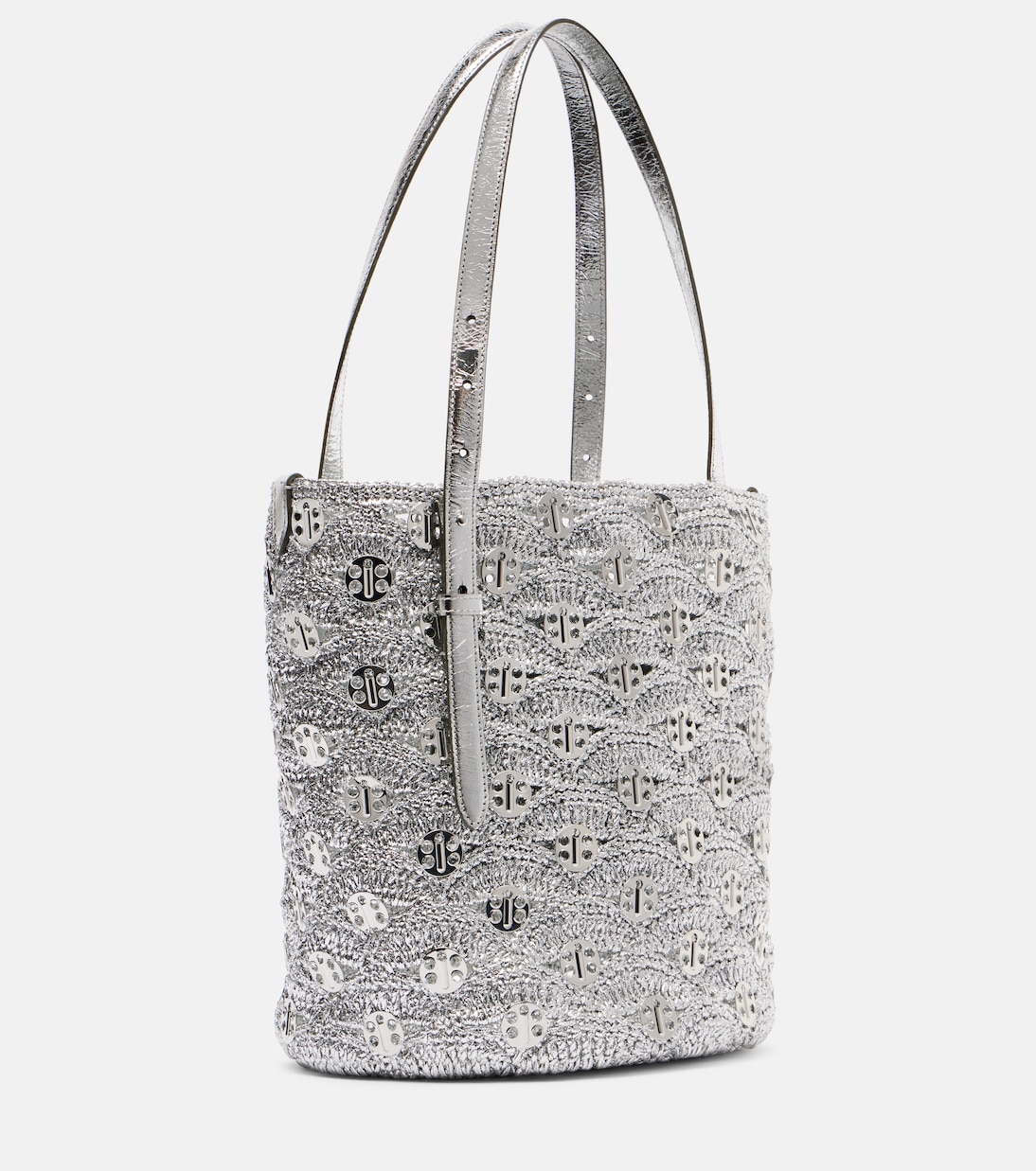 Embellished lamé raffia tote bag | Rabanne