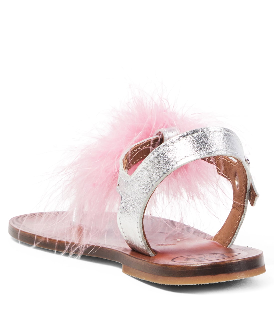 Sandalen Piu aus Metallic-Leder mit Federn | PèPè