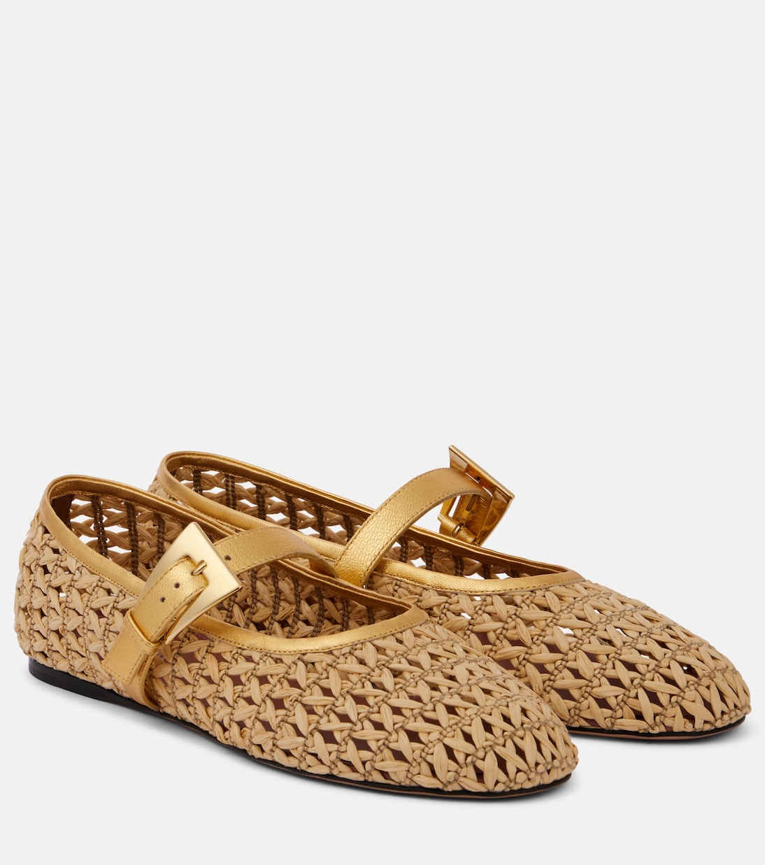 Sveva woven leather-trimmed ballet flats | Paris Texas