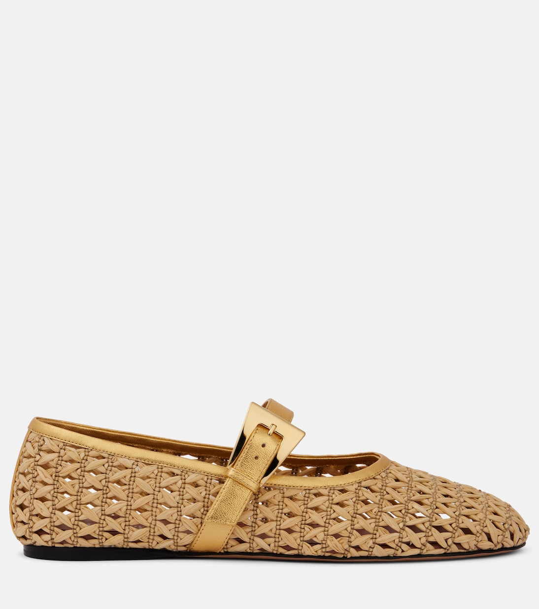 Sveva woven leather-trimmed ballet flats | Paris Texas