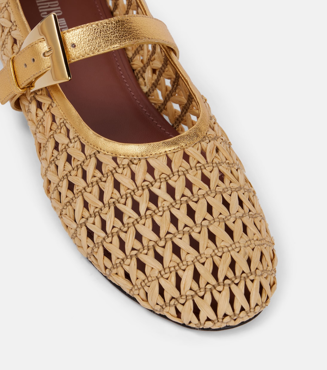 Sveva woven leather-trimmed ballet flats | Paris Texas