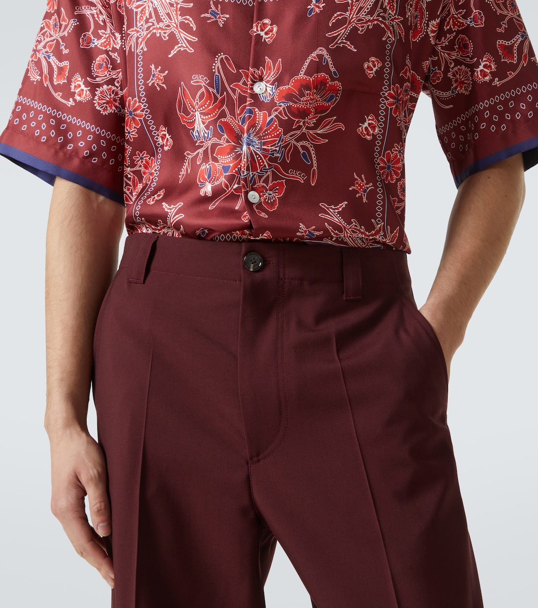 Wool gabardine straight pants | Gucci