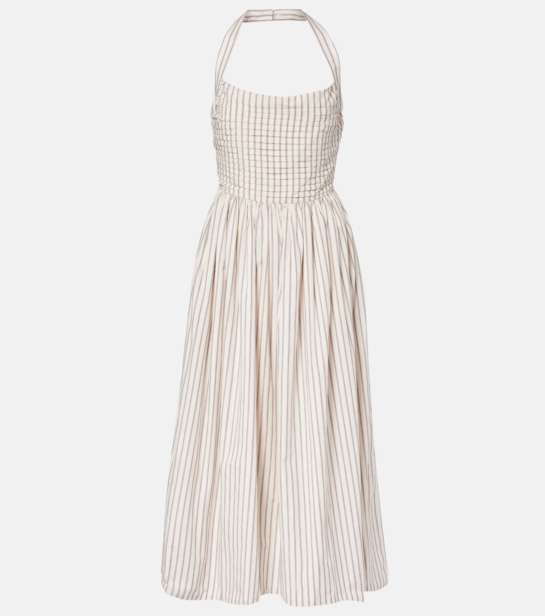 Halterneck striped cotton midi dress | Markarian