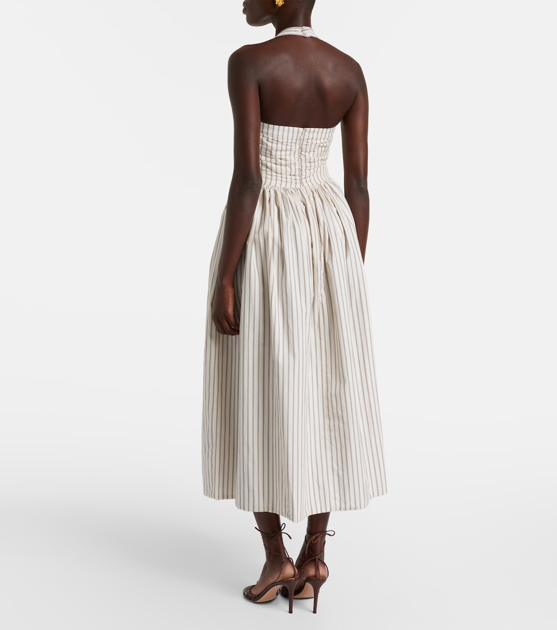 Halterneck striped cotton midi dress | Markarian