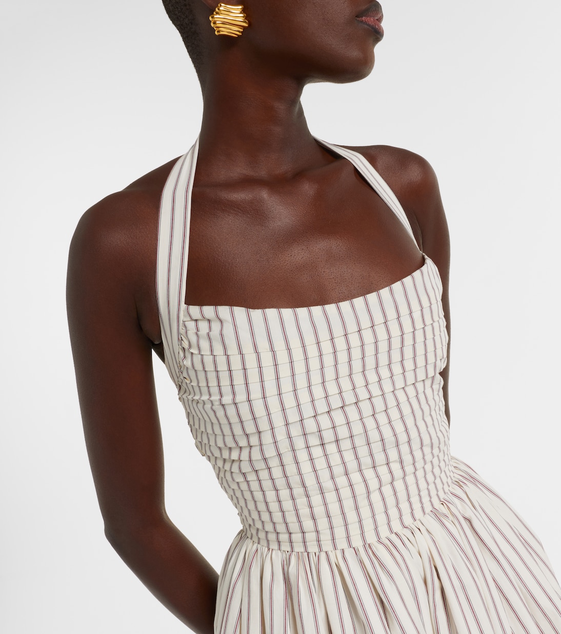 Halterneck striped cotton midi dress | Markarian