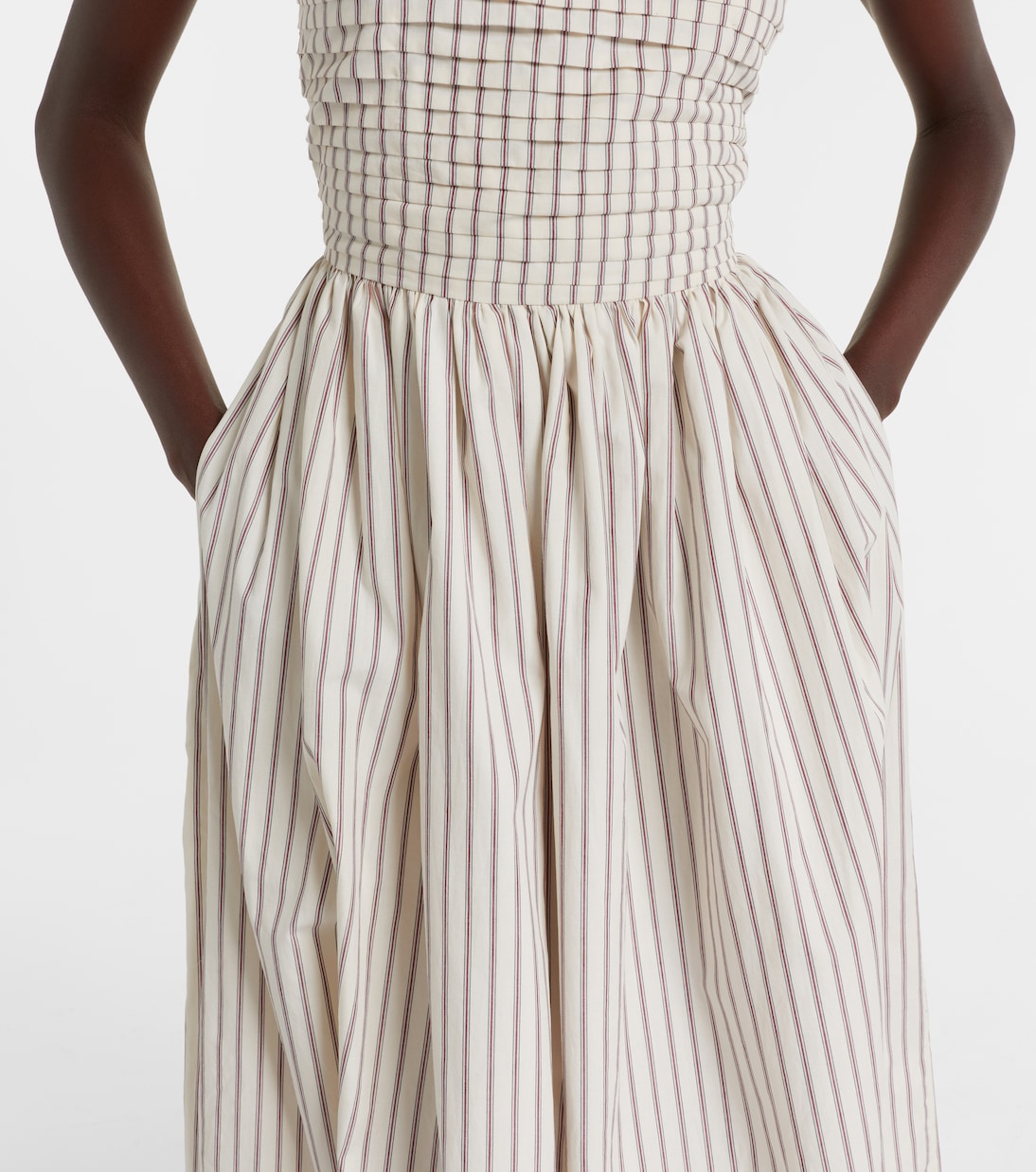 Halterneck striped cotton midi dress | Markarian