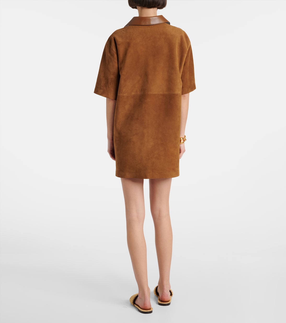 Horsebit leather-trimmed suede minidress | Gucci