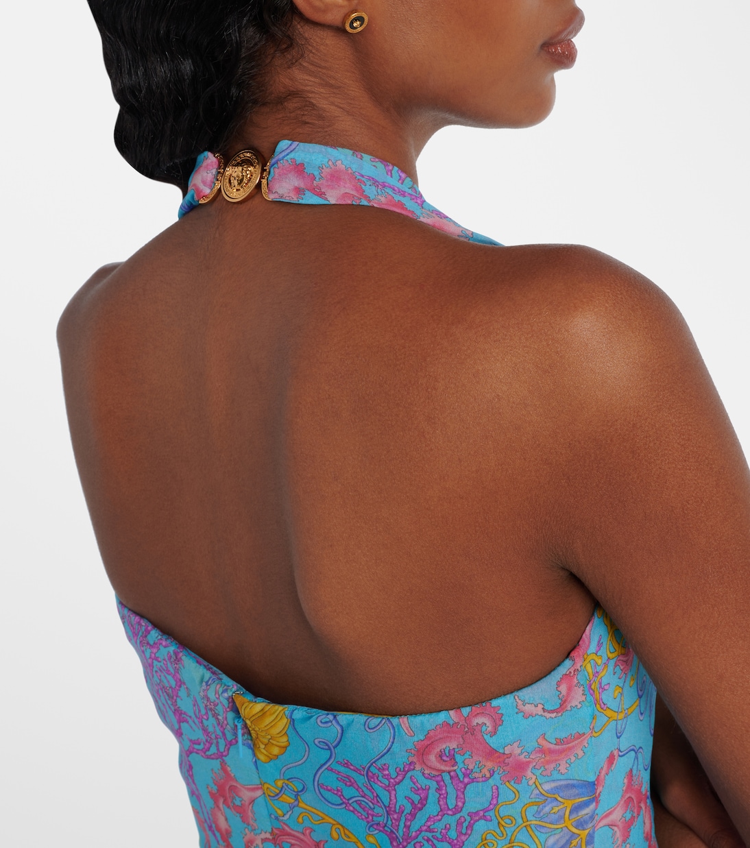 Vestido de fiesta estampado con cuello halter | Versace
