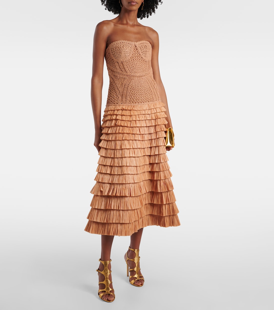 Bustier-Kleid Santana aus einem Raffiabastgemisch | Simkhai