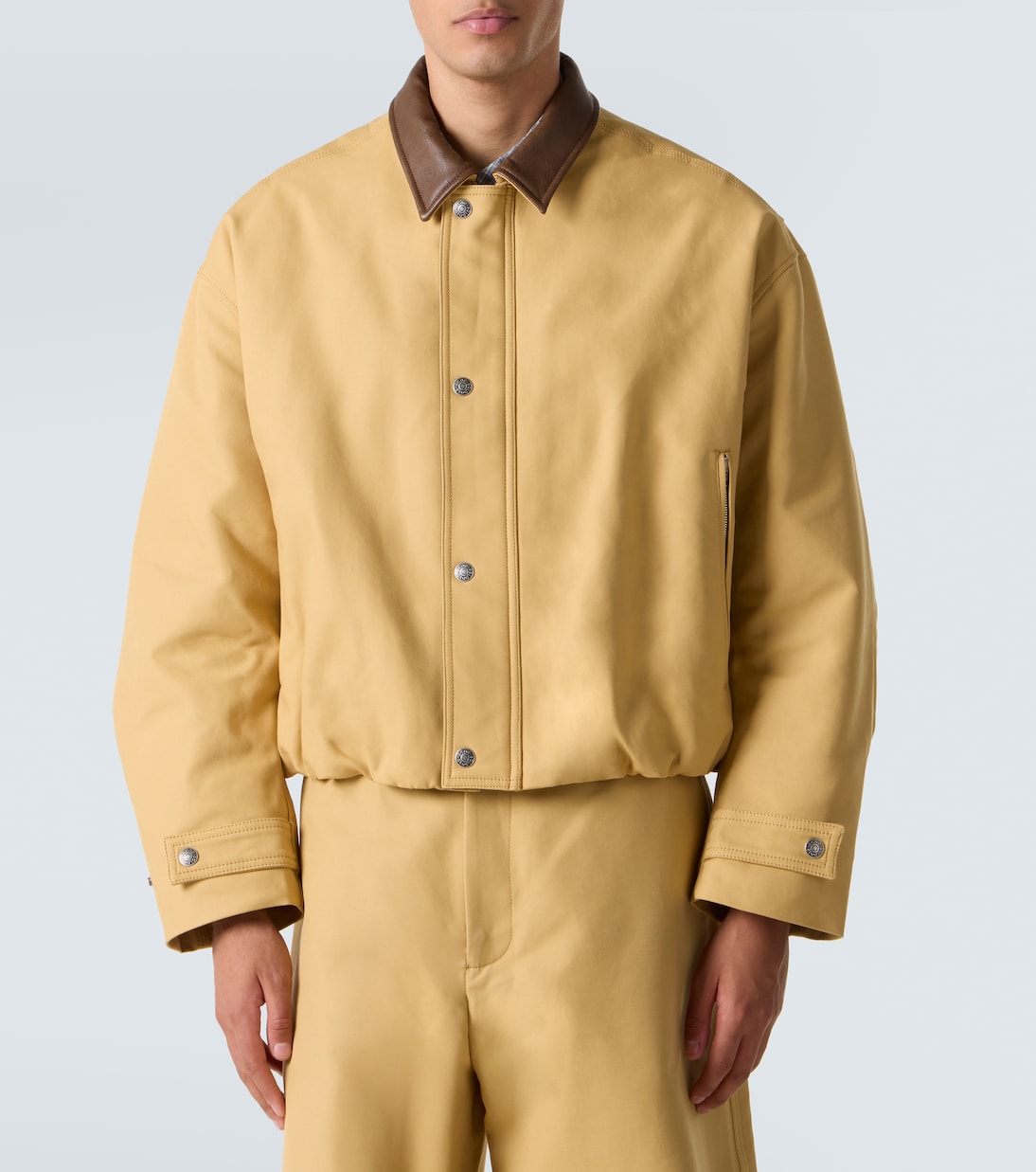 Leather-trimmed cotton twill jacket | Acne Studios