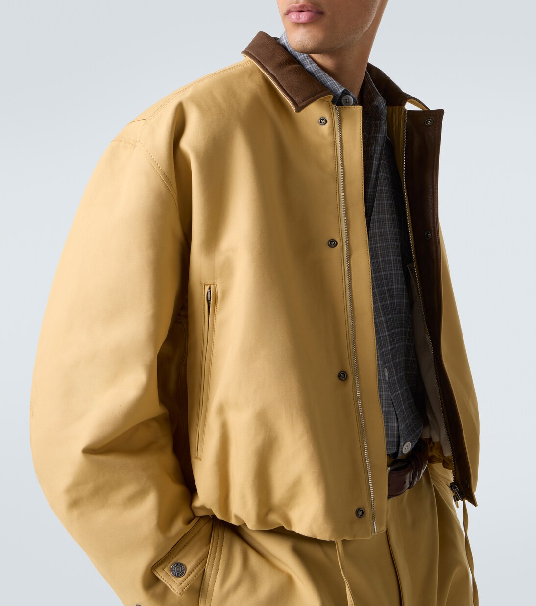 Leather-trimmed cotton twill jacket | Acne Studios