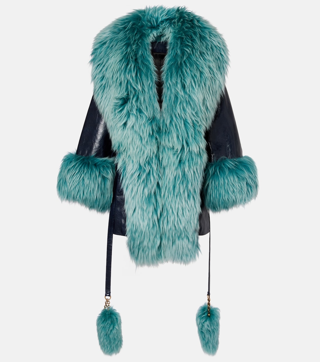 Shearling-trimmed leather coat | Chloé