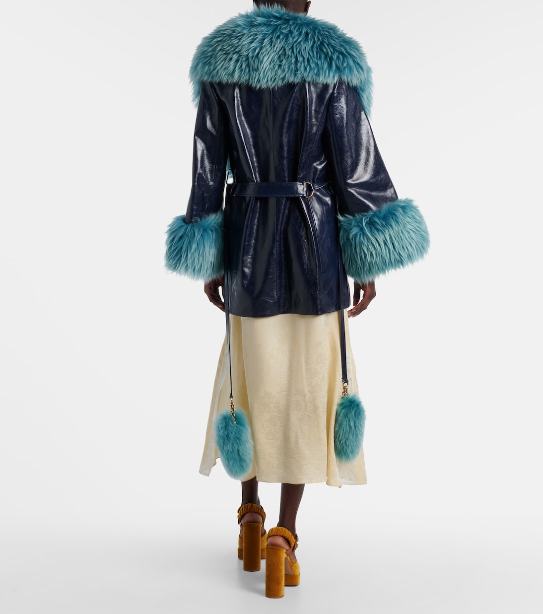 Shearling-trimmed leather coat | Chloé