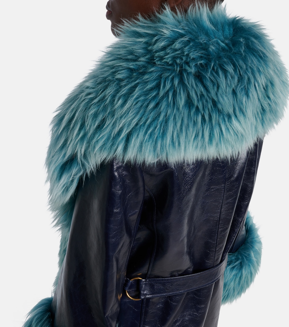 Shearling-trimmed leather coat | Chloé