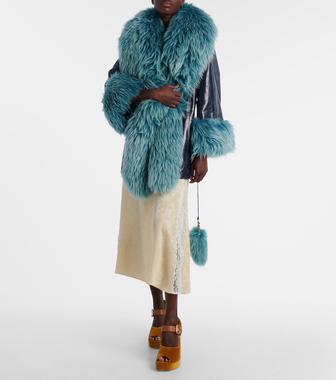 Shearling-trimmed leather coat | Chloé