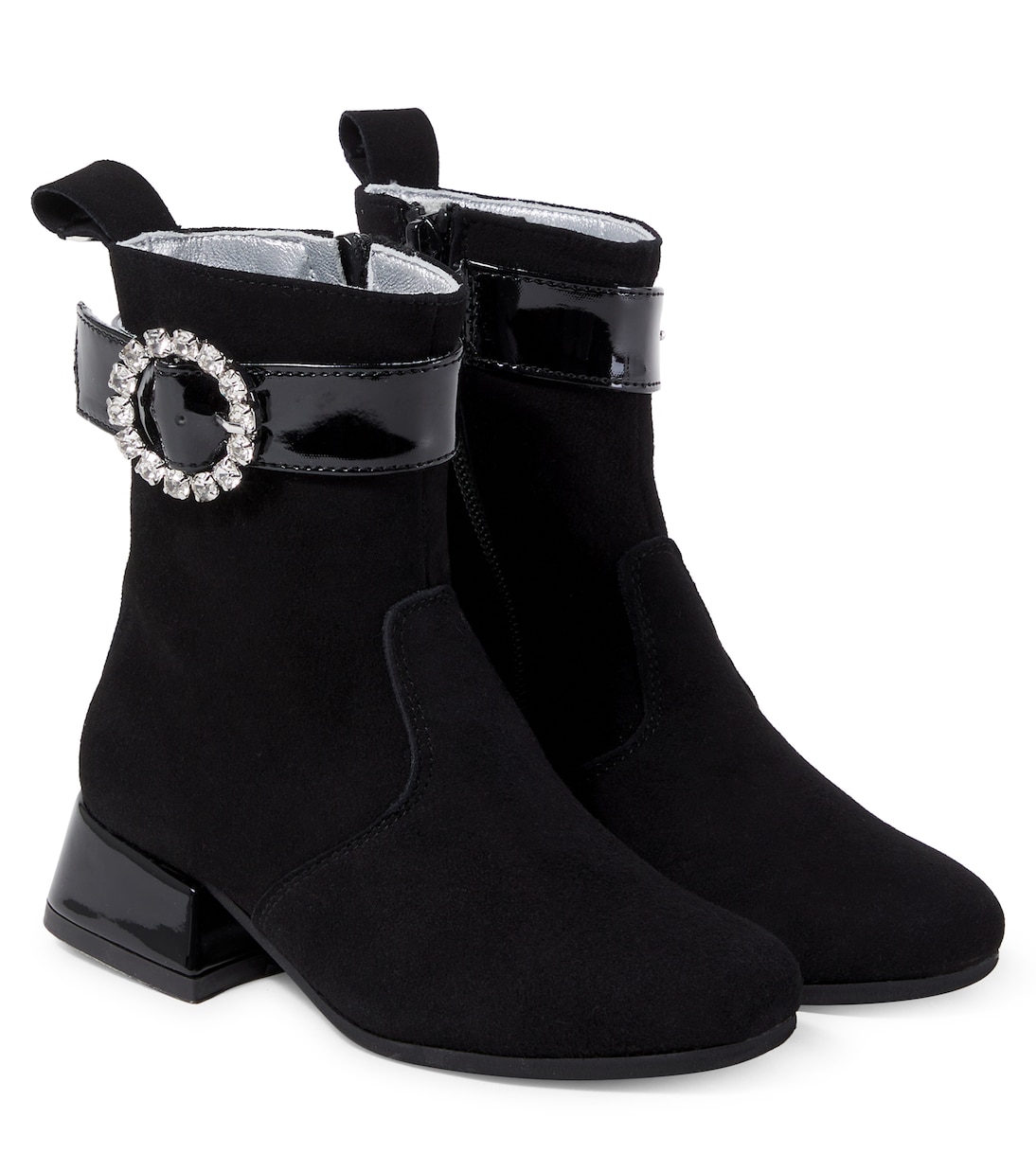 Ankle Boots aus Veloursleder mit Kristallen | Monnalisa