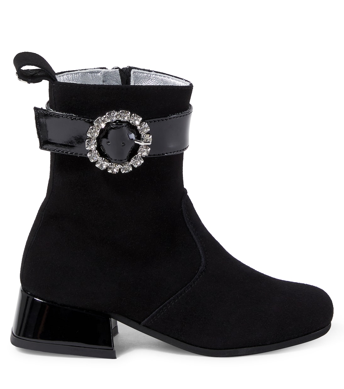 Ankle Boots aus Veloursleder mit Kristallen | Monnalisa