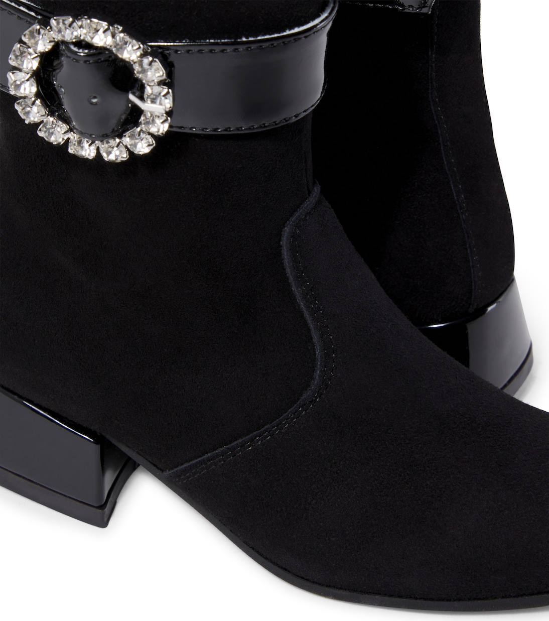 Ankle Boots aus Veloursleder mit Kristallen | Monnalisa
