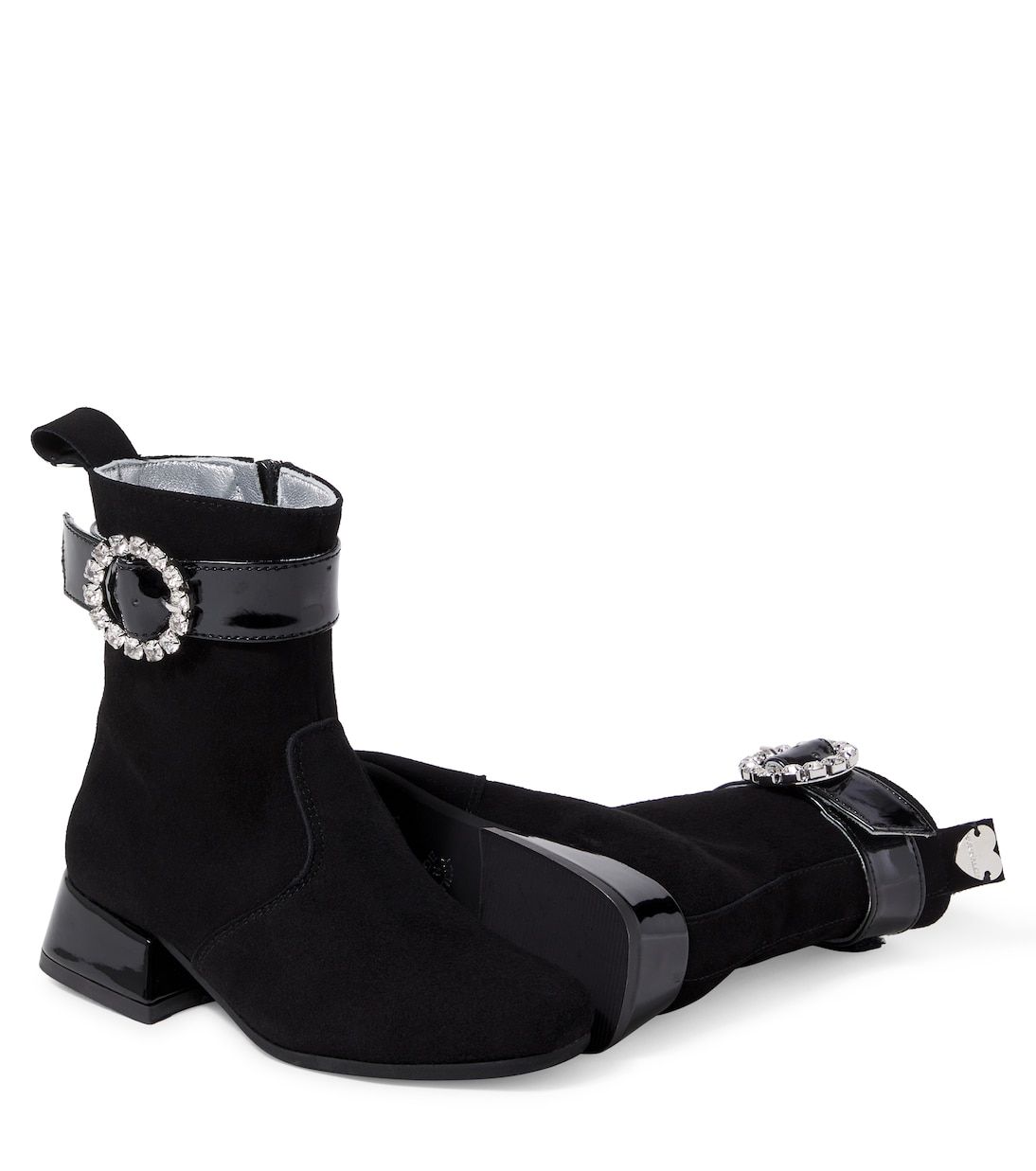 Ankle Boots aus Veloursleder mit Kristallen | Monnalisa