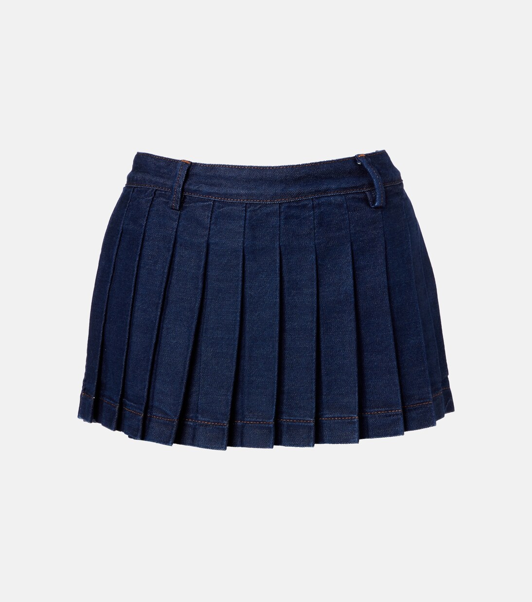 Pleated low-rise denim miniskirt  | 7 For All Mankind