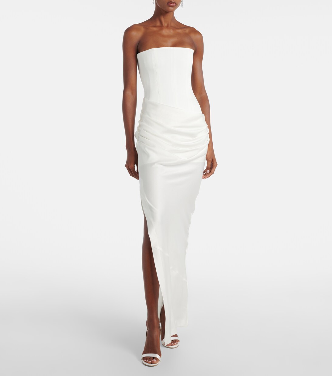 Bridal draped crêpe satin corset gown | Alex Perry