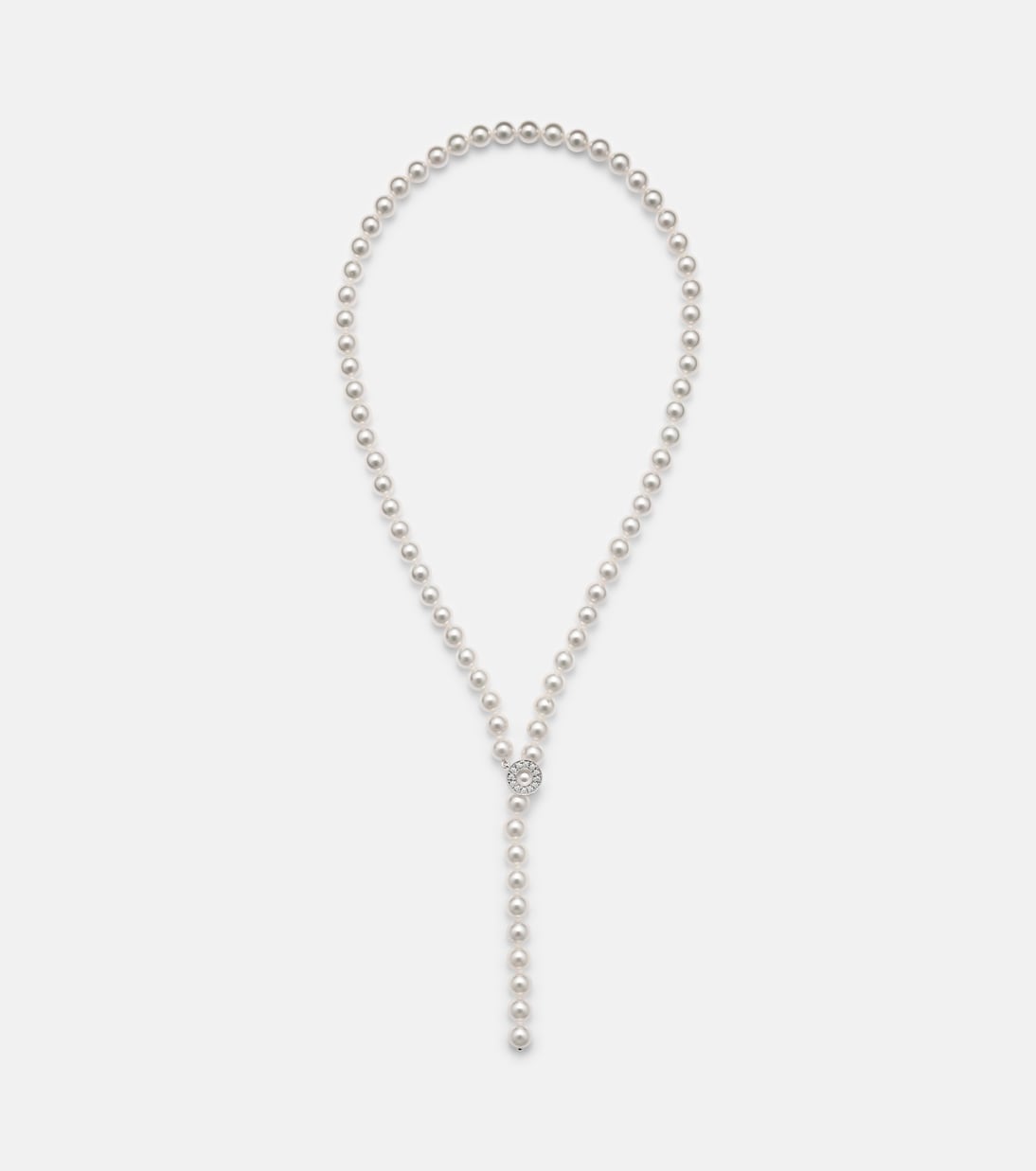 18kt 화이트 골드 펄 다이아몬드 네크리스 | Mikimoto
