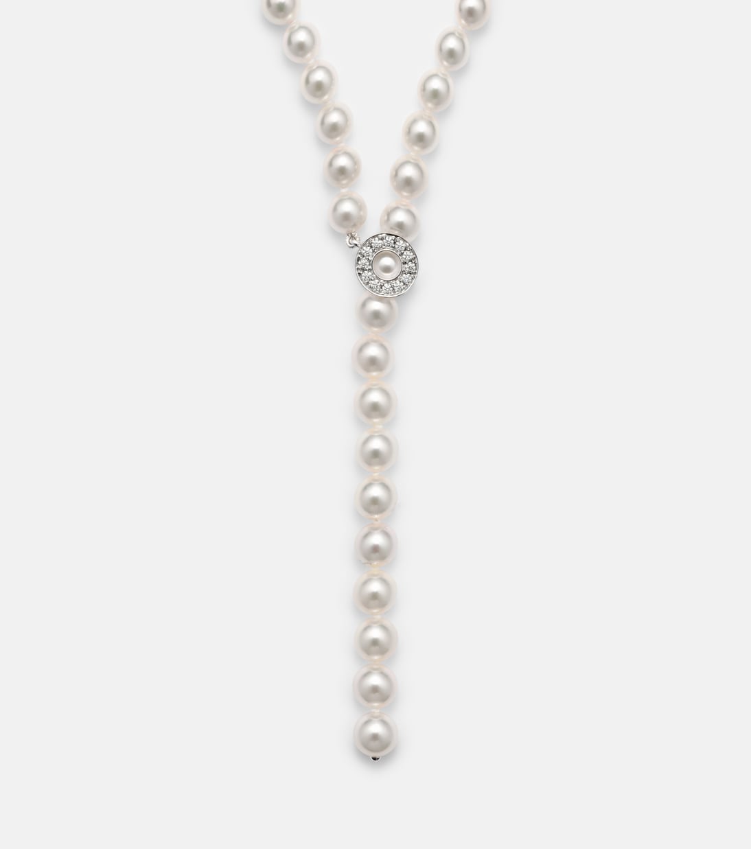 18kt 화이트 골드 펄 다이아몬드 네크리스 | Mikimoto
