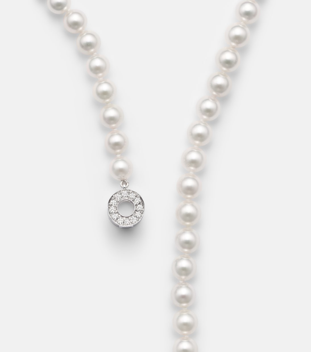 18kt 화이트 골드 펄 다이아몬드 네크리스 | Mikimoto